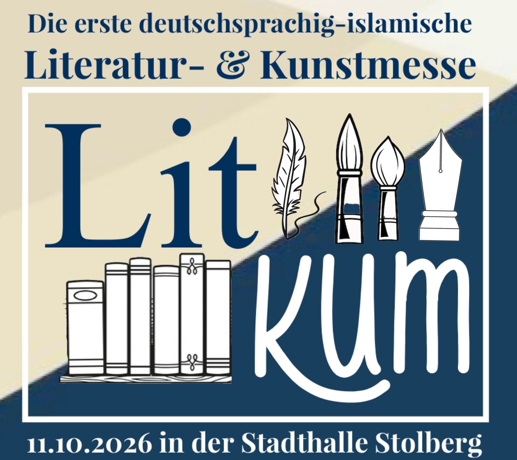 LitKuM 2026, die erste deutschsprachig-islamische Literatur- und Kunstmesse am 11.10.2026 in der Stadthalle Stolberg