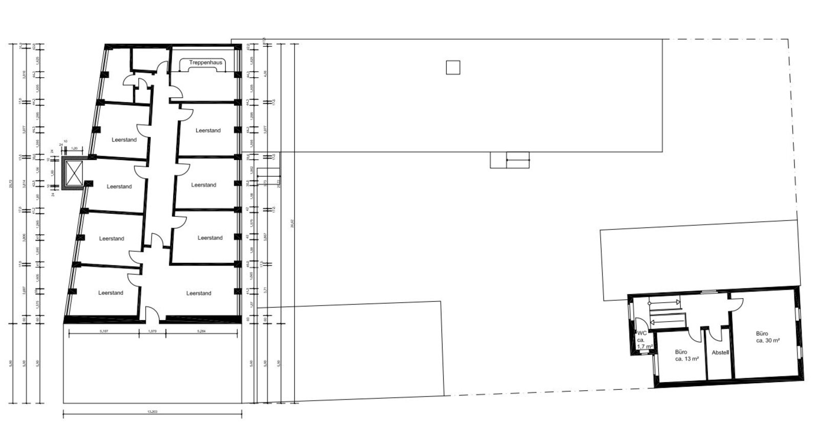 Grundriss 2. Obergeschoss des Gebäudes Kaiserring 12 in Wesel im heutigen Zustand