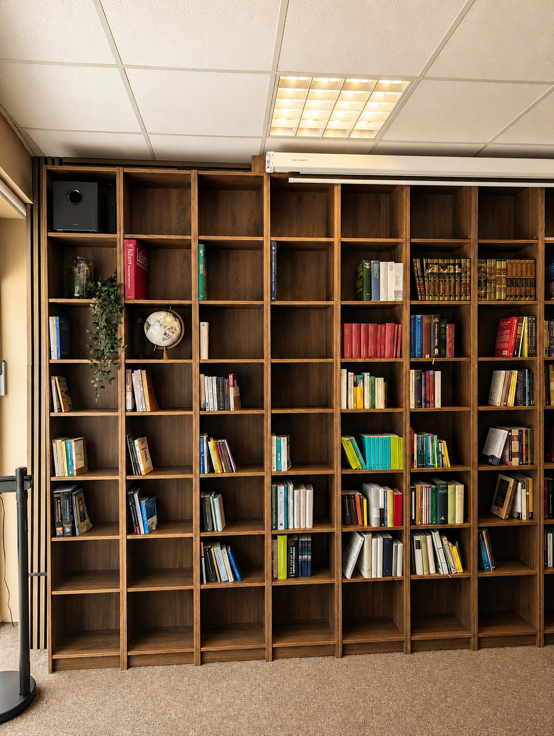 Bücherregal im Hikma-Lesecafé in Berlin mit teilweise noch leeren Fächern