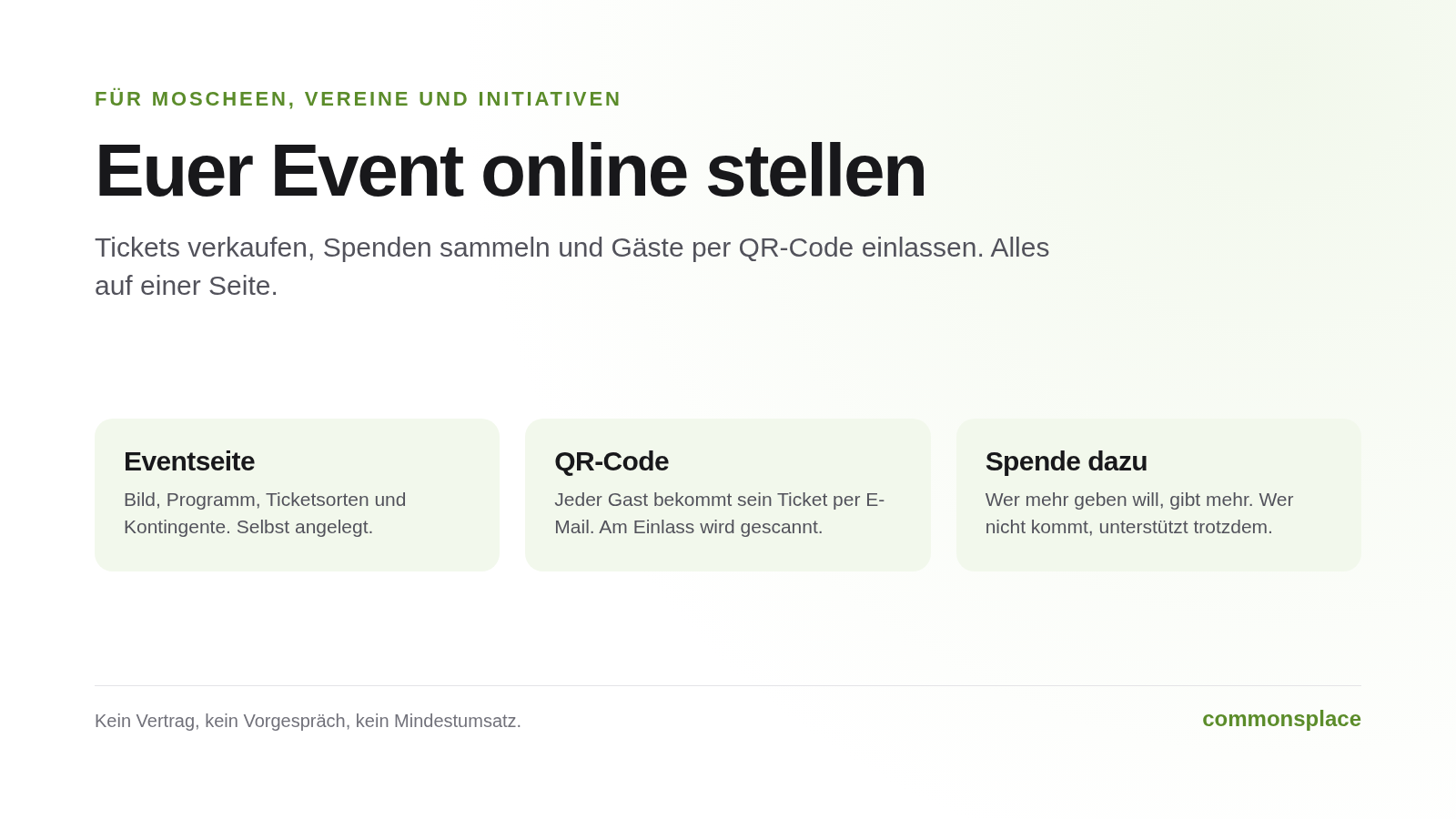 Euer Event online stellen: Eventseite, QR-Code am Einlass und Spende im selben Schritt